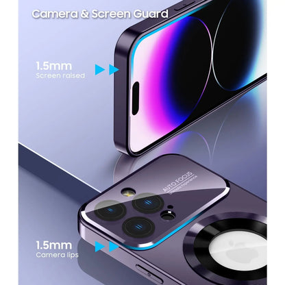 Magnetic for Iphone 17 Pro Max Cases 16 15 14 13 12Pro Max Plus, Compatible with Magsafe, Built-In Camera Lens Protector, Logo View, Military Grade Drop Proof Phone Case Cover Case, Purple