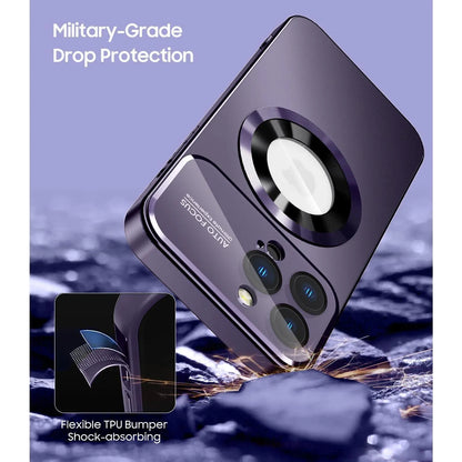 Magnetic for Iphone 17 Pro Max Cases 16 15 14 13 12Pro Max Plus, Compatible with Magsafe, Built-In Camera Lens Protector, Logo View, Military Grade Drop Proof Phone Case Cover Case, Purple