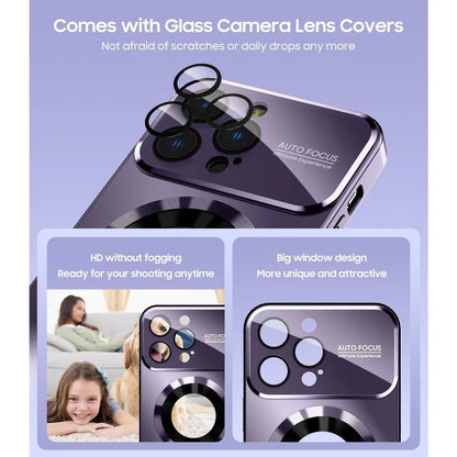 Magnetic for Iphone 17 Pro Max Cases 16 15 14 13 12Pro Max Plus, Compatible with Magsafe, Built-In Camera Lens Protector, Logo View, Military Grade Drop Proof Phone Case Cover Case, Purple